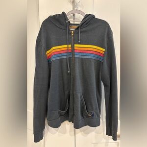 Aviator Nation Zip-Up with Multicolor Stripes. Size XL
